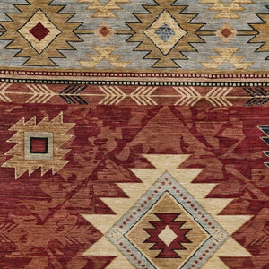 HomeRoots 8' X 10' Stylish Rust Beige Charcoal Tribal Area Rug - Washable, Durable for Indoor & Outdoor Use 619904