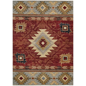 HomeRoots 10' Tribal Washable Area Rug in Rust Beige & Charcoal - Durable Indoor/Outdoor Decor Solution! 619906