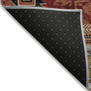 HomeRoots 10' Tribal Washable Area Rug in Rust Beige & Charcoal - Durable Indoor/Outdoor Decor Solution! 619906