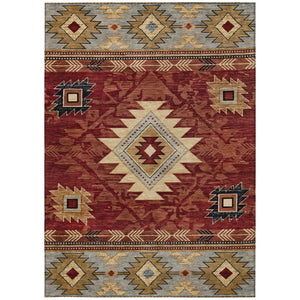 HomeRoots 10' Tribal Washable Area Rug in Rust Beige & Charcoal - Durable Indoor/Outdoor Decor Solution! 619906