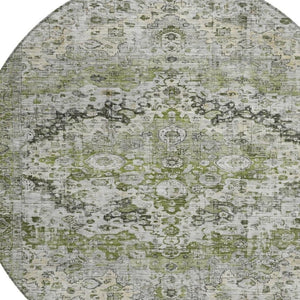 HomeRoots 8' Artichoke Green Floral Area Rug - Stylish, Washable, Indoor/Outdoor, Durable, Stain Resistant Design 619909