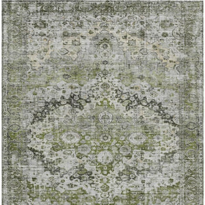 HomeRoots 9' Durable Artichoke Green Floral Area Rug - Washable Indoor/Outdoor, Stain-Resistant & Stylish! 619911