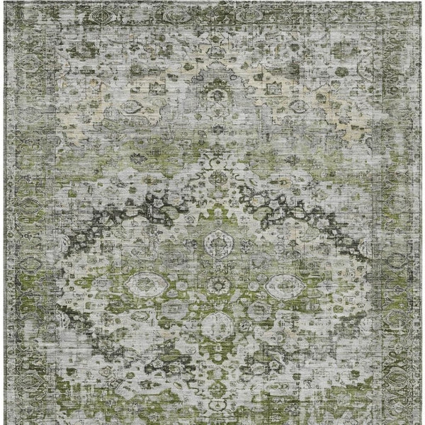 HomeRoots 9' Durable Artichoke Green Floral Area Rug - Washable Indoor/Outdoor, Stain-Resistant & Stylish! 619911