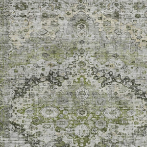 HomeRoots 9' Durable Artichoke Green Floral Area Rug - Washable Indoor/Outdoor, Stain-Resistant & Stylish! 619911