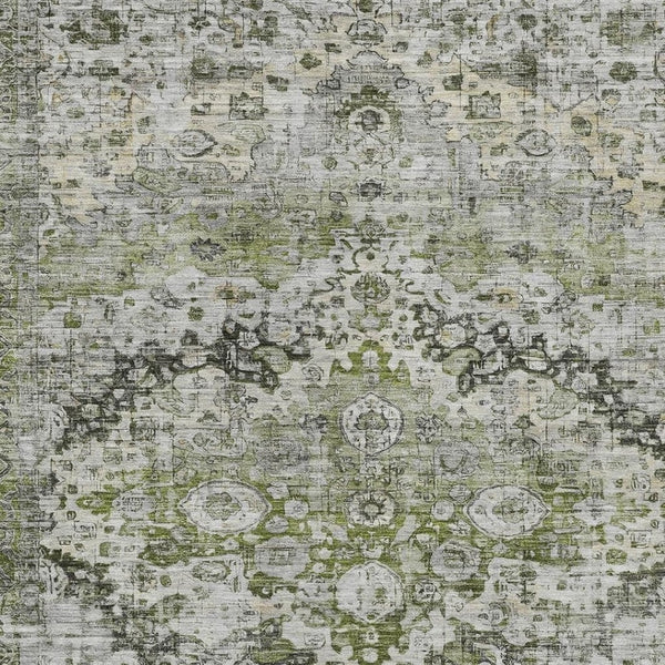 HomeRoots 9' Durable Artichoke Green Floral Area Rug - Washable Indoor/Outdoor, Stain-Resistant & Stylish! 619911