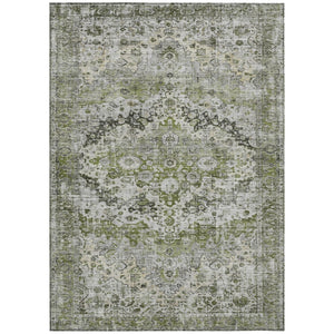 HomeRoots 10' Artichoke Green Gray Silver Floral Washable Rug - Durable Indoor Outdoor Area Rug for Any Space 619912