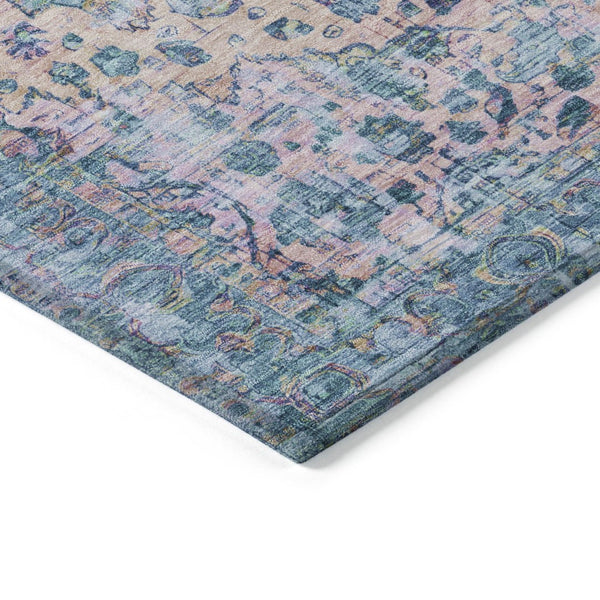 HomeRoots 9' Durable Denim Blue Floral Area Rug - Stylish Washable Design for Indoor & Outdoor Spaces 619923
