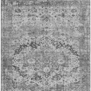 HomeRoots 5' X 8' Gray and Silver Floral Area Rug - Machine Washable, Durable for Indoor & Outdoor Use 619926