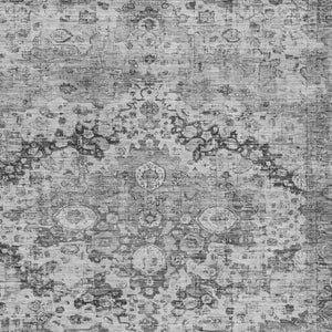 HomeRoots 5' X 8' Gray and Silver Floral Area Rug - Machine Washable, Durable for Indoor & Outdoor Use 619926