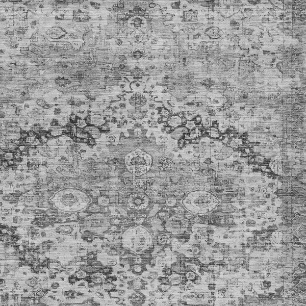 HomeRoots 5' X 8' Gray and Silver Floral Area Rug - Machine Washable, Durable for Indoor & Outdoor Use 619926