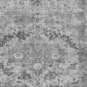 HomeRoots 5' X 8' Gray and Silver Floral Area Rug - Machine Washable, Durable for Indoor & Outdoor Use 619926