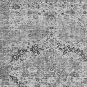 HomeRoots 9' X 12' Gray and Silver Floral Area Rug - Durable, Washable, Elegant Design for Indoor & Outdoor Spaces 619929