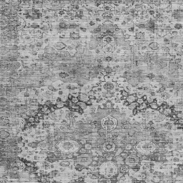 HomeRoots 9' X 12' Gray and Silver Floral Area Rug - Durable, Washable, Elegant Design for Indoor & Outdoor Spaces 619929