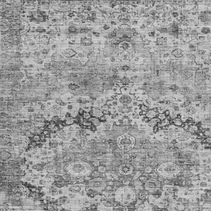 HomeRoots 10' Gray and Silver Floral Washable Area Rug - Durable Indoor/Outdoor Decor for Homes with Kids & Pets 619930