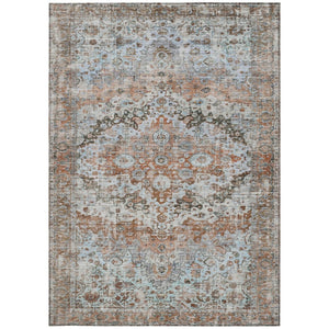 HomeRoots 5' X 8' Floral Washable Area Rug - Rust Brown & Beige - Perfect for Indoor & Outdoor Spaces! 619932