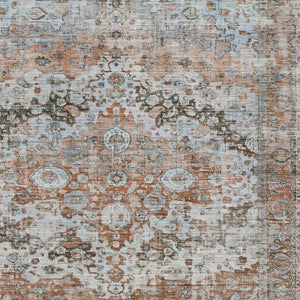 HomeRoots 5' X 8' Floral Washable Area Rug - Rust Brown & Beige - Perfect for Indoor & Outdoor Spaces! 619932