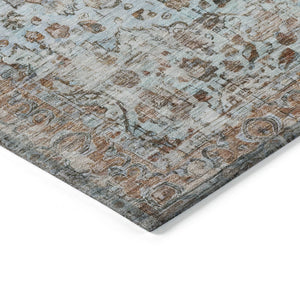 HomeRoots 5' X 8' Floral Washable Area Rug - Rust Brown & Beige - Perfect for Indoor & Outdoor Spaces! 619932