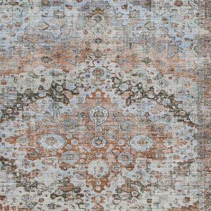 HomeRoots 8' X 10' Washable Floral Area Rug in Rust Brown & Beige - Durable, Stylish for Indoor & Outdoor Use 619934
