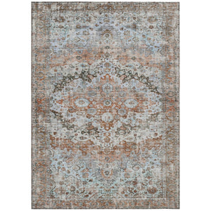 HomeRoots 9' X 12' Rustic Brown & Beige Floral Washable Area Rug - Indoor/Outdoor, Durable, Easy Care Design 619935