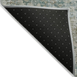 HomeRoots 8' X 10' Sage Teal Blue Beige Floral Washable Rug - Durable, Stylish, Perfect for Indoor & Outdoor Spaces! 619940