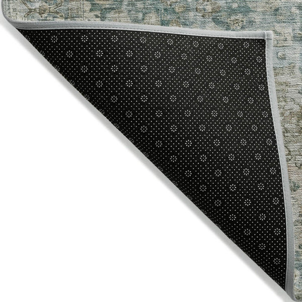 HomeRoots 8' X 10' Sage Teal Blue Beige Floral Washable Rug - Durable, Stylish, Perfect for Indoor & Outdoor Spaces! 619940