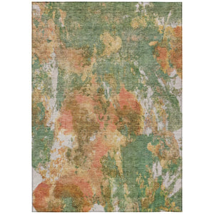 HomeRoots 5' X 8' Contemporary Fern Green & Copper Abstract Area Rug - Washable for Indoor/Outdoor Use! 619950