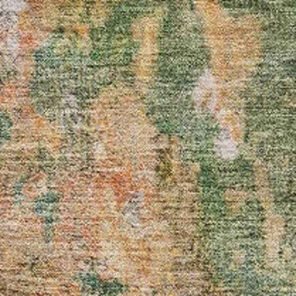 HomeRoots 5' X 8' Contemporary Fern Green & Copper Abstract Area Rug - Washable for Indoor/Outdoor Use! 619950