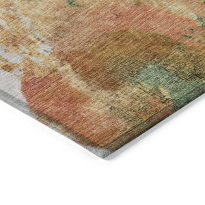 HomeRoots 8' Fern Green and Copper Round Area Rug - Modern Abstract Design for Indoor & Outdoor Spaces 619951