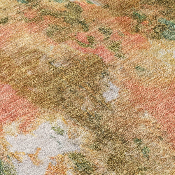 HomeRoots 8' Fern Green and Copper Round Area Rug - Modern Abstract Design for Indoor & Outdoor Spaces 619951