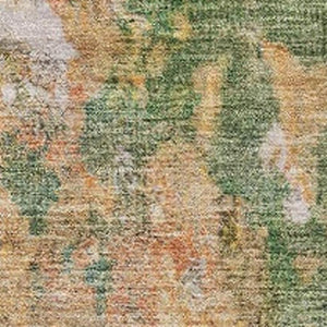 HomeRoots 9' X 12' Fern Green & Copper Abstract Area Rug - Durable, Washable for Indoor/Outdoor Elegance 619953