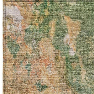 HomeRoots 10' X 14' Fern Green & Copper Abstract Rug - Washable, Durable for Indoor & Outdoor Spaces, Modern Style 619954