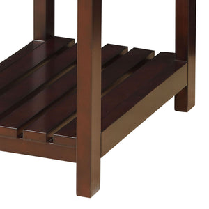 English Elm Espresso Modern Side Table with USB Power Dock, 2 USB Ports & Outlets, Slatted Shelves for Storage B062P186478