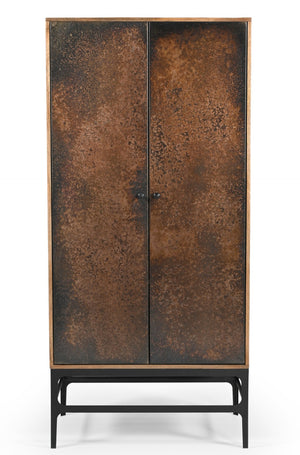 HomeRoots 32" Rustic Copper and Black Solid Wood Accent Cabinet – Stylish Storage for Home Organization & Display 619967