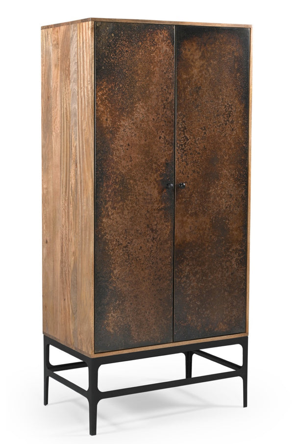 HomeRoots 32" Rustic Copper and Black Solid Wood Accent Cabinet – Stylish Storage for Home Organization & Display 619967