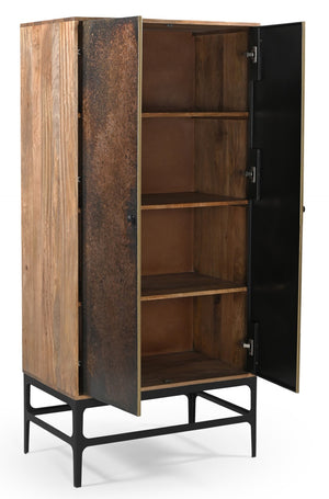 HomeRoots 32" Rustic Copper and Black Solid Wood Accent Cabinet – Stylish Storage for Home Organization & Display 619967