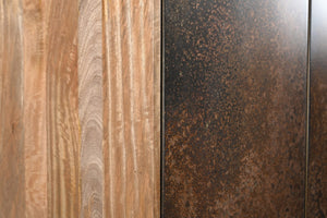 HomeRoots 32" Rustic Copper and Black Solid Wood Accent Cabinet – Stylish Storage for Home Organization & Display 619967