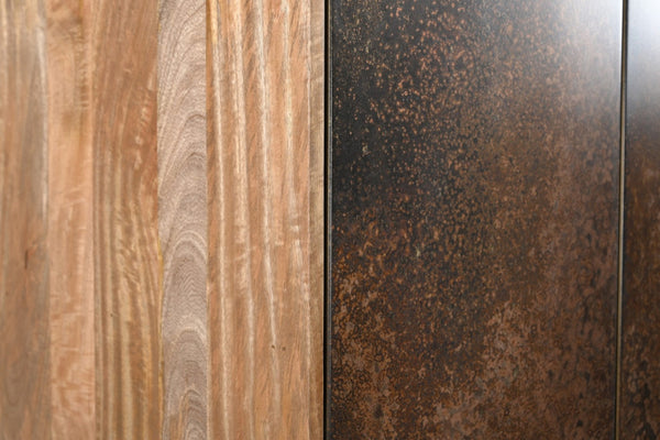 HomeRoots 32" Rustic Copper and Black Solid Wood Accent Cabinet – Stylish Storage for Home Organization & Display 619967