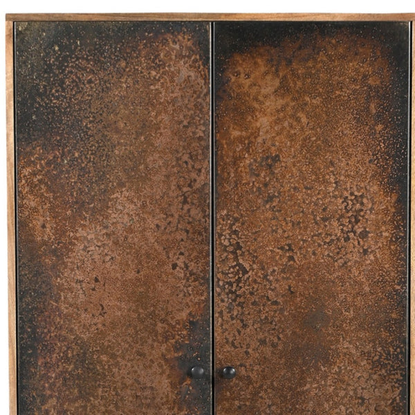 HomeRoots 32" Rustic Copper and Black Solid Wood Accent Cabinet – Stylish Storage for Home Organization & Display 619967