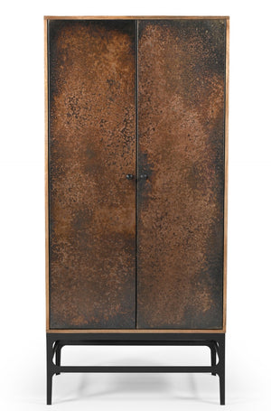 HomeRoots 32" Rustic Copper and Black Solid Wood Accent Cabinet – Stylish Storage for Home Organization & Display 619967