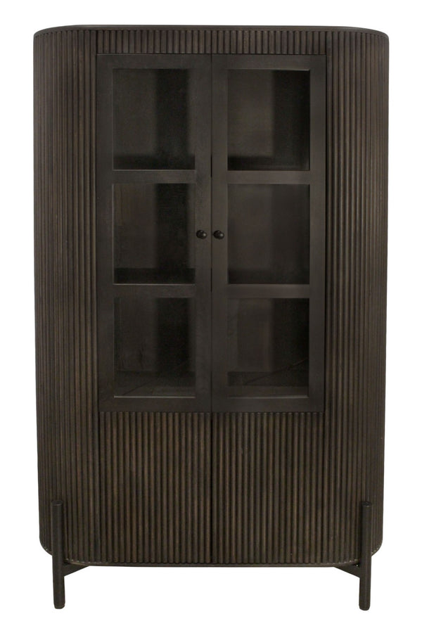 HomeRoots 48" Espresso and Black Solid Wood Iron Accent Cabinet – Stylish Storage for Home, Dining, or Bar 619968