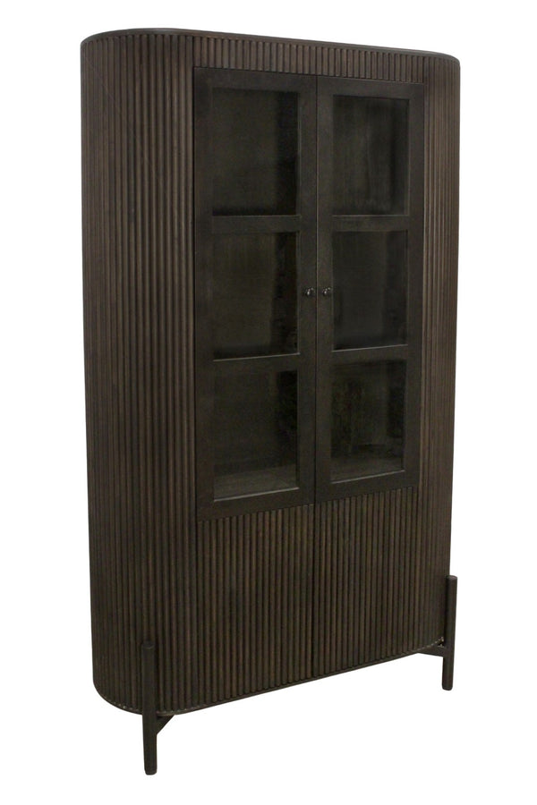 HomeRoots 48" Espresso and Black Solid Wood Iron Accent Cabinet – Stylish Storage for Home, Dining, or Bar 619968
