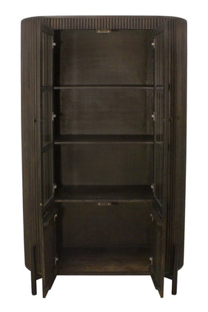 HomeRoots 48" Espresso and Black Solid Wood Iron Accent Cabinet – Stylish Storage for Home, Dining, or Bar 619968