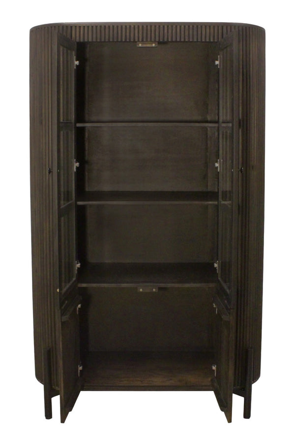 HomeRoots 48" Espresso and Black Solid Wood Iron Accent Cabinet – Stylish Storage for Home, Dining, or Bar 619968