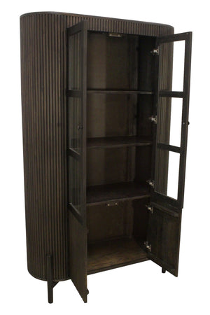 HomeRoots 48" Espresso and Black Solid Wood Iron Accent Cabinet – Stylish Storage for Home, Dining, or Bar 619968