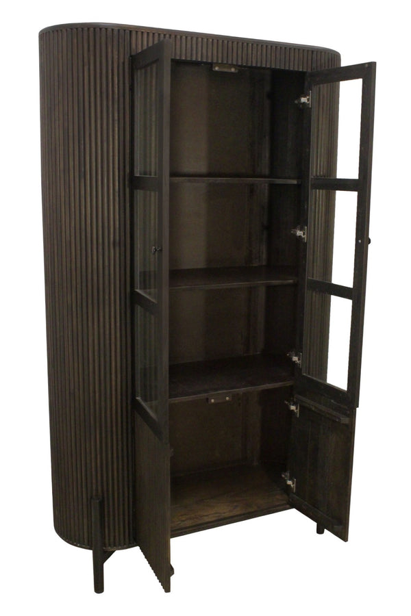 HomeRoots 48" Espresso and Black Solid Wood Iron Accent Cabinet – Stylish Storage for Home, Dining, or Bar 619968