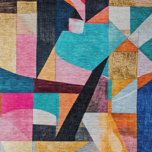 HomeRoots 10' Vibrant Abstract Washable Area Rug - Indoor/Outdoor Colorful Design for High-Traffic Spaces 619974