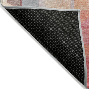 HomeRoots 8' Round Abstract Area Rug in Rust Pink, Ivory & Purple - Washable, Durable for Indoor & Outdoor Use 619983