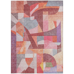 HomeRoots 9' X 12' Vibrant Rust Pink, Ivory & Purple Abstract Area Rug – Durable, Washable & Versatile for Indoors/Outdoors! 619985