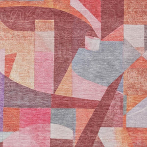 HomeRoots 9' X 12' Vibrant Rust Pink, Ivory & Purple Abstract Area Rug – Durable, Washable & Versatile for Indoors/Outdoors! 619985