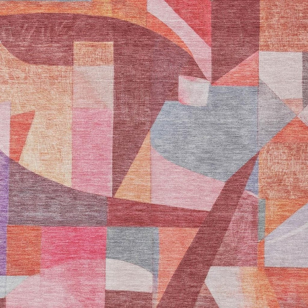 HomeRoots 9' X 12' Vibrant Rust Pink, Ivory & Purple Abstract Area Rug – Durable, Washable & Versatile for Indoors/Outdoors! 619985